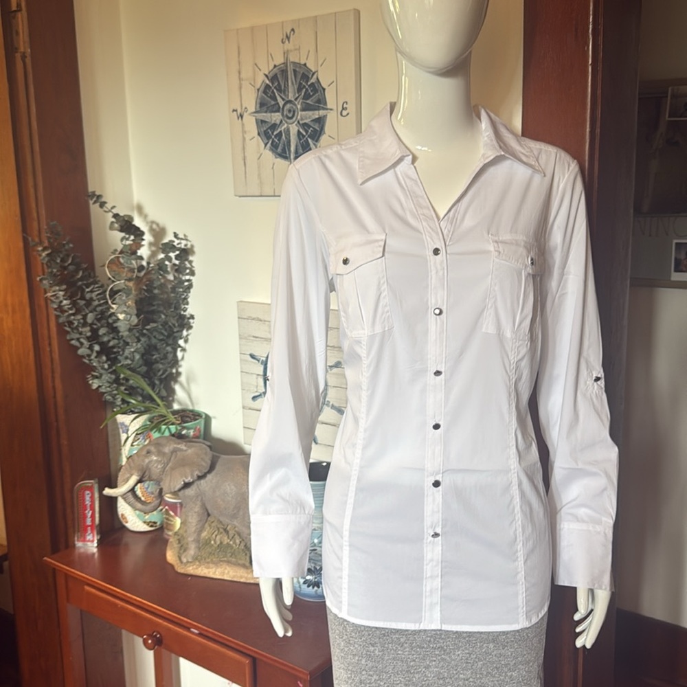 NWT Style&Co size small White Button-Up Long Sleeve Shirt
